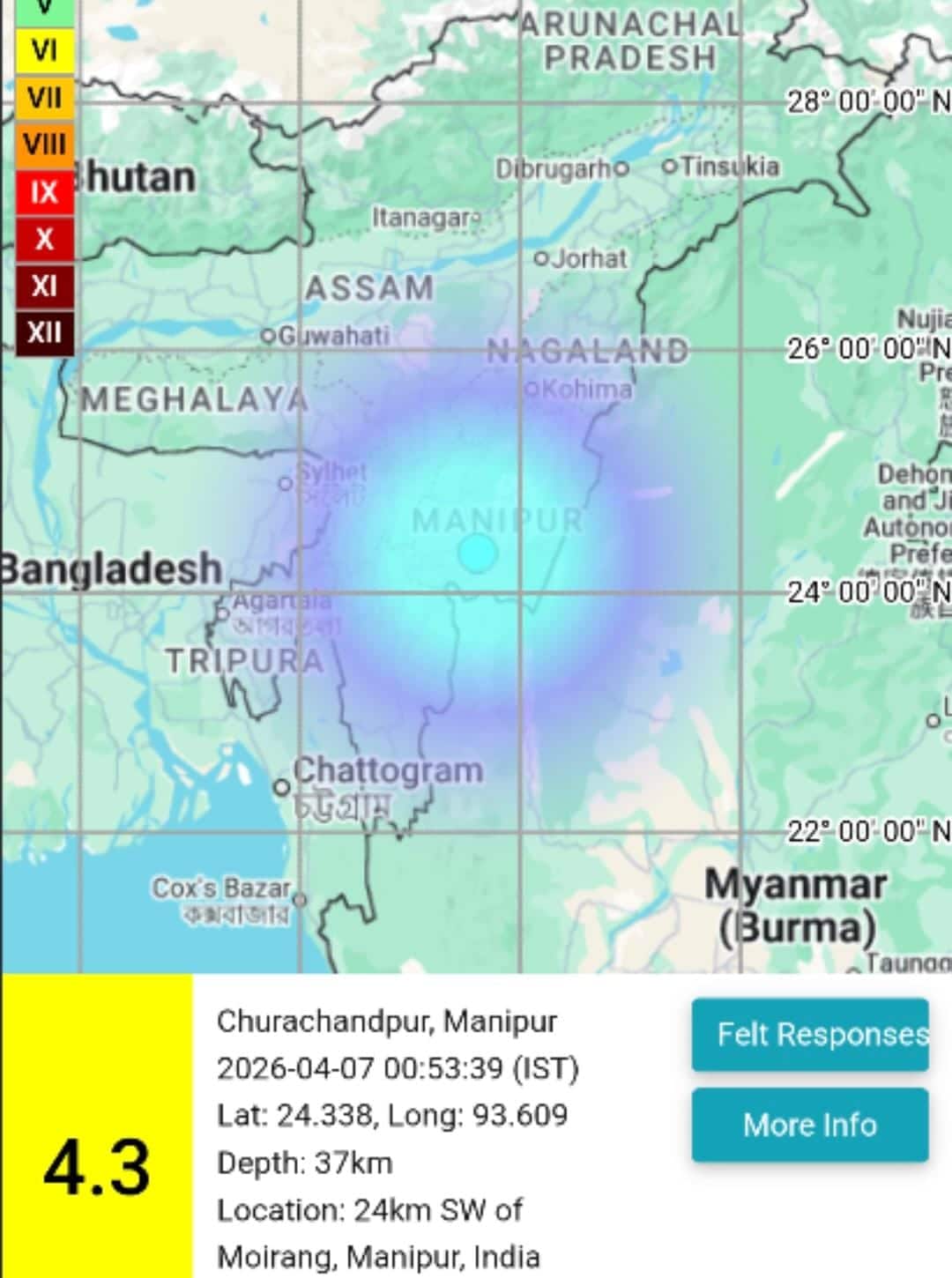 ফের ভূমিকম্পে কেঁপে উঠল মণিপুর