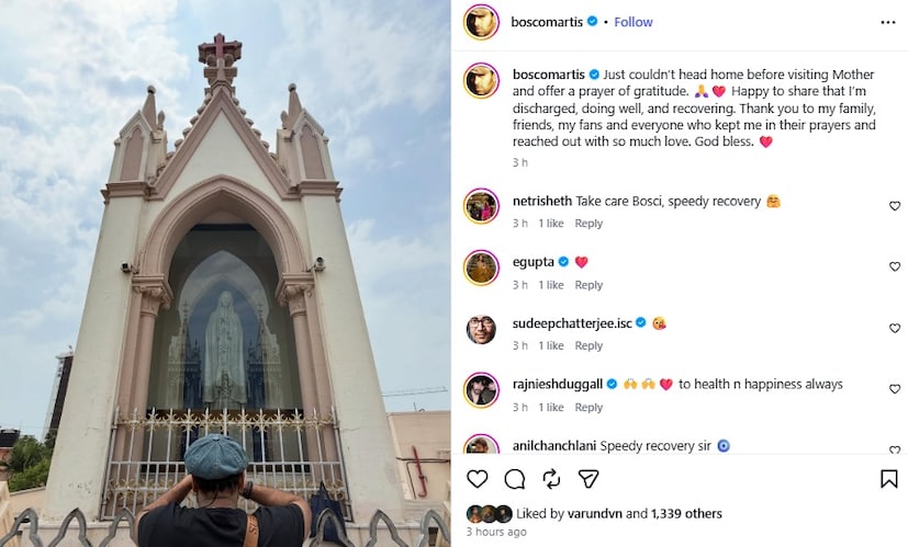 বাড়ি ফেরার আগে, বলিউডের বিখ্যাত কোরিওগ্রাফার প্রার্থনা করার জন্য বান্দ্রার মাউন্ট মেরি ব্যাসিলিকায় যান। গির্জা থেকে তোলা একটি ছবি ইনস্টাগ্রামে পোস্ট করে বসকো কৃতজ্ঞতা প্রকাশ করেছেন৷ তিনি লিখেছেন, বাড়ি ফেরার আগে, বলিউডের বিখ্যাত কোরিওগ্রাফার প্রার্থনা করার জন্য বান্দ্রার মাউন্ট মেরি ব্যাসিলিকায় যান। গির্জা থেকে তোলা একটি ছবি ইনস্টাগ্রামে পোস্ট করে বসকো কৃতজ্ঞতা প্রকাশ করেছেন৷ তিনি লিখেছেন,