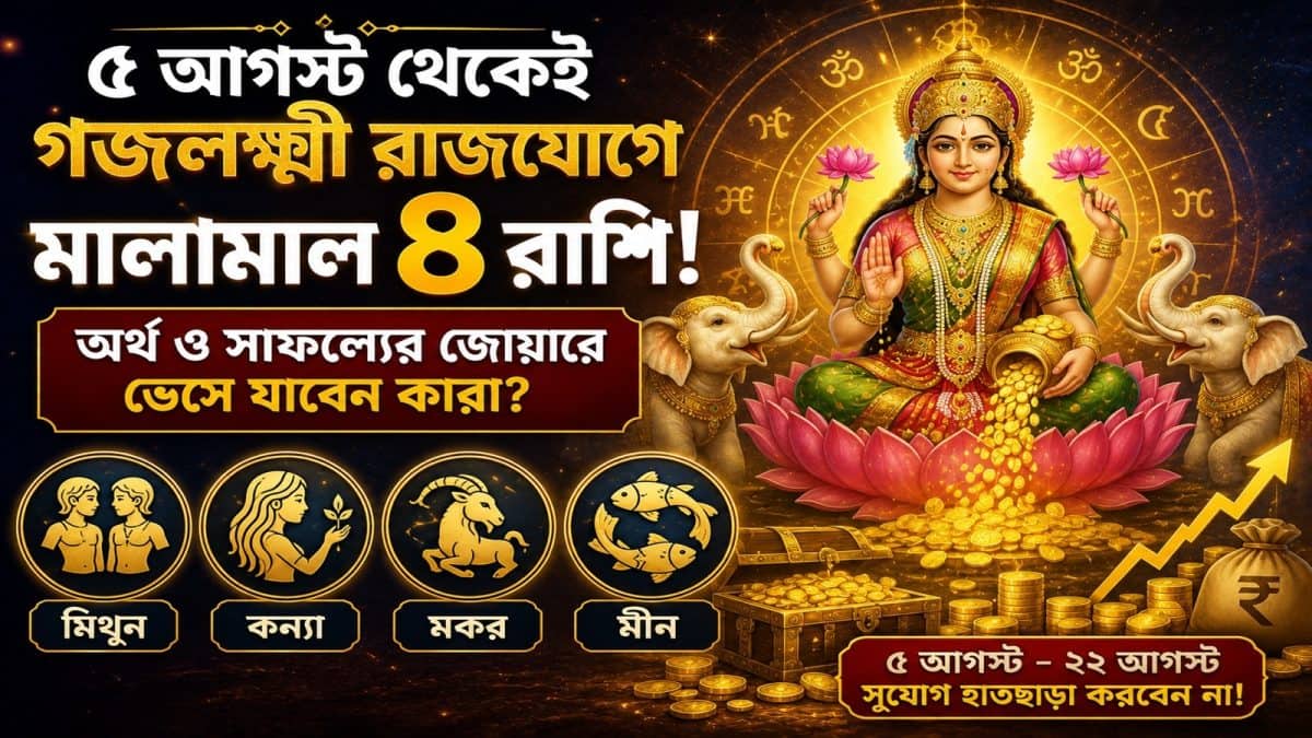 गजलक्ष्मी राजयोग: 5 अगस्त से इन 4 राशियों की चमकेगी किस्मत, बरसेगा अपार धन