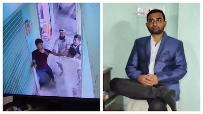 ঘটনার সিসিটিভি ফুটেজের অংশ (বাঁদিকে), অভিযুক্ত সিভিক ভলেন্টিয়ার পারভেজ আলম বিশ্বাস৷ 