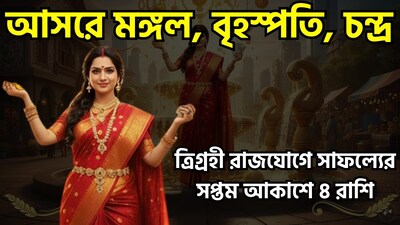 যখন কোনও একটি রাশিতে তিনটি গ্রহ একত্রিত হয়, তখন 'ত্রিগ্রহী যোগ' (তিনটি গ্রহের সংযোগ) গঠিত হয়। আগামী ৪ অক্টোবর চাঁদ কর্কট রাশিতে প্রবেশ করবে এবং এর ফলে এই 'ত্রিগ্রহী যোগ' তৈরি হবে। যেহেতু বৃহস্পতি ও মঙ্গল গ্রহ আগে থেকেই এই রাশিতে অবস্থান করছেন, তাই চাঁদের সেখানে প্রবেশের ফলে তিনটি গ্রহের এক বিশেষ সংযোগ বা মিলন ঘটবে। এই সংযোগই এক শুভ পরিস্থিতির সৃষ্টি করবে। অযোধ্যার জ্যোতিষী পণ্ডিত কল্কিরাম সূত্রে জানা গিয়েছে এই যোগটি ৬ অক্টোবর পর্যন্ত কার্যকর থাকবে। জেনে নিন কোন কোন রাশির ফলে উপকৃত হবে; পড়ুন 'ত্রিগ্রহী যোগ'-এর রাশিফল। ছবি সৌজন্যে এআই ৷
