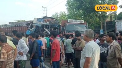 মহিলা পথচারীকে বাঁচাতে গিয়ে একের পর এক লরির সংঘর্ষ