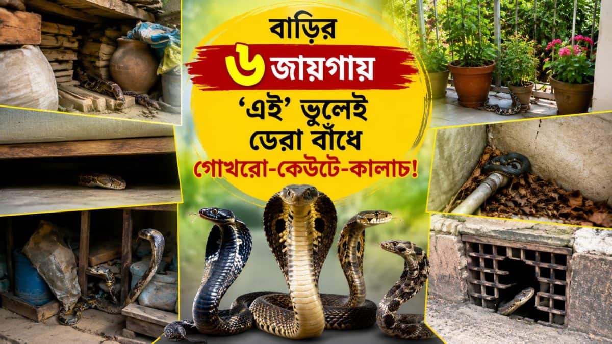 Snake Safety Tips: শুধু দরজা-জানালা ঢাকলেই হবে না…বারান্দা আর ফুলের টবের পাশে ‘এটা’ না করলেই বাড়ির এই ‘৬’ জায়গা হয়ে উঠবে গোখরো-কেউটে-কালাচ-শঙ্খচূড়ের ডেরা Snake Safety Tips: শুধু দরজা-জানালা ঢাকলেই হবে না…বারান্দা আর ফুলের টবের পাশে ‘এটা’ না করলেই বাড়ির এই ‘৬’ জায়গা হয়ে উঠবে গোখরো-কেউটে-কালাচ-শঙ্খচূড়ের ডেরা