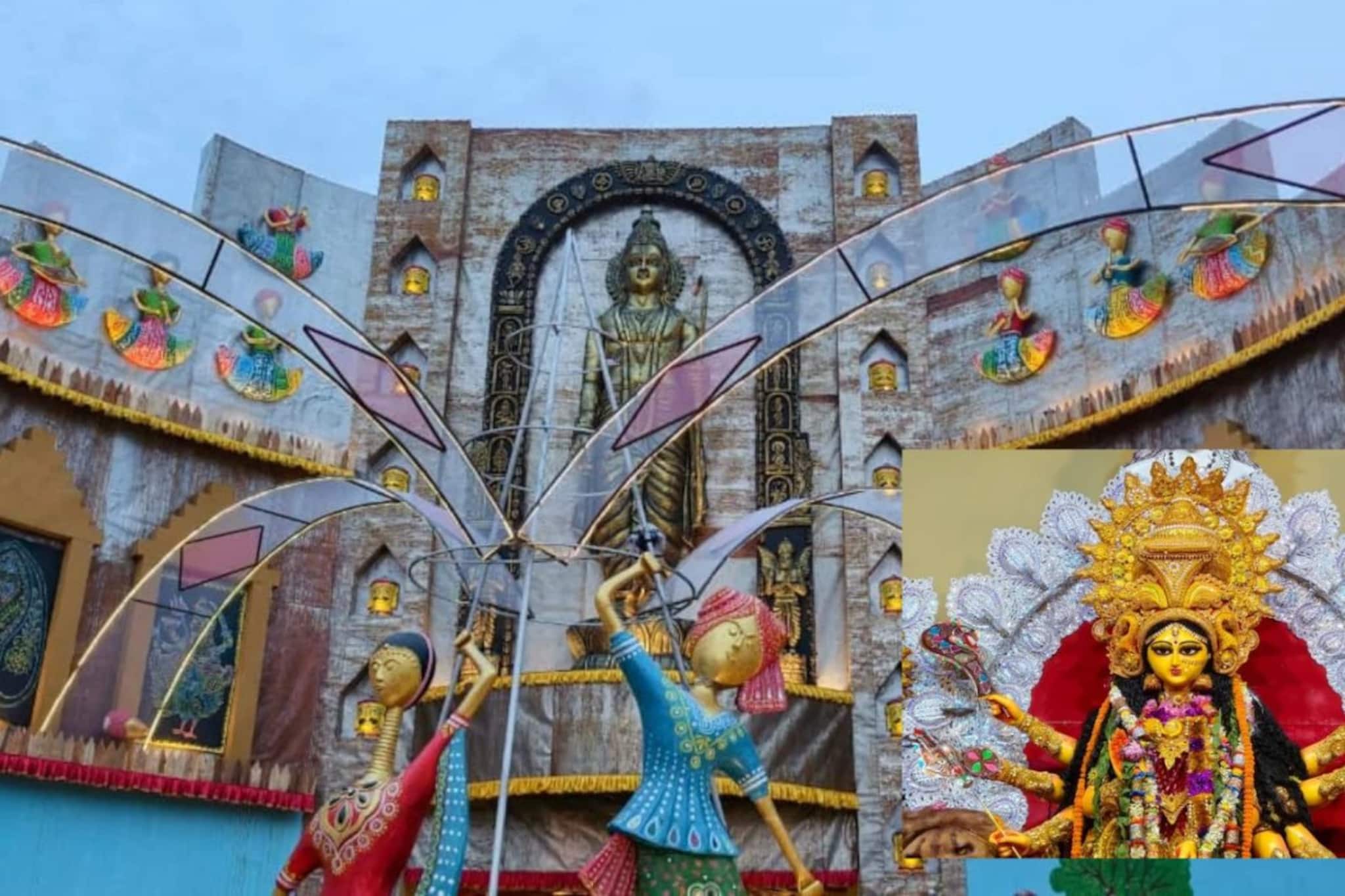 হলদিয়ায় বসেছে গুজরাত! মোধেরা সূর্যমন্দিরের আদলে মণ্ডপ, ‘নবরূপে নবরাত্রি’ থিমে নজরকাড়া পুজো