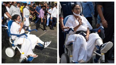 নন্দীগ্রামে পা ভাঙার পর হুইলচেয়ারেই প্রচার সারেন মমতা বন্দ্যোপাধ্যায়৷ ফাইল ছবি, পিটিআই