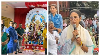 বেলেঘাটায় দুর্গা পুজোয় কুণাল ঘোষ এবং শুভঙ্কর সরকার৷ 