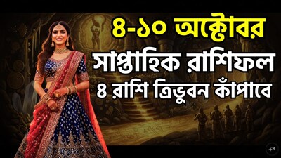 নতুন সপ্তাহ শুরু হতে চলেছে এবং আগামী সাত দিন কার ভাগ্যে কী রয়েছে, তা জানার জন্য সবাই অধীর আগ্রহে অপেক্ষা করছেন। মানুষ জানতে চায় নতুন কোনো পেশাগত সুযোগ আসবে কি না, ব্যবসা লাভজনক হবে কি না, আর্থিক অবস্থা কেমন থাকবে এবং পারিবারিক পরিবেশই বা কেমন হবে। ৪ থেকে ১০ অক্টোবরের মধ্যে গ্রহের অবস্থান পরিবর্তনের ফলে ১২ রাশির উপর ভিন্ন ভিন্ন প্রভাব পড়তে পারে। ছবি সৌজন্যে এআই ৷