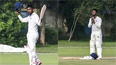 দিল্লির বিরুদ্ধে সেঞ্চুরি সুদীপ ঘরামির।