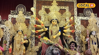 সোনায় মোড়ানো প্রতিমা দেখতে উপচে পড়া ভিড়