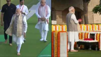 রাজঘাটে শ্রদ্ধা জানালেন মোদি
