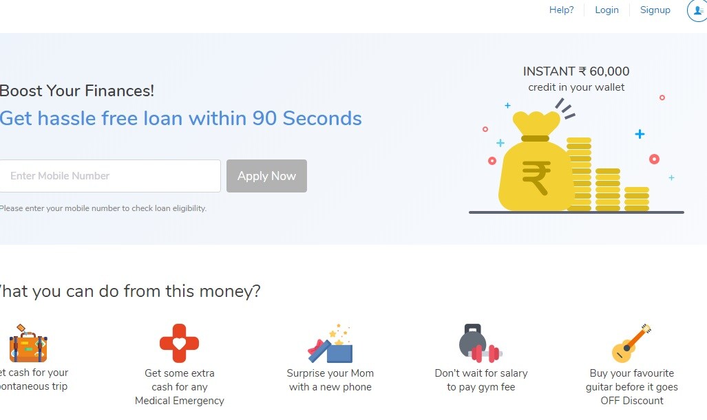 Mobikwik દ્વારા ગ્રાહકો મહત્તમ 60000 રૂપિયા સુધીની લોન લઇ શકે છે અને પછી ઇએમઆઈ દ્વારા તમે રકમને ઓટો પેમેન્ટ કરી શકો છો. લોન મેળવવા માટે તમારી પાસે પાન કાર્ડ અને આધાર કાર્ડ હોવું જરૂરી છે. જેની સાથે તમારૂં Mobikwik એકાઉન્ટનું કેવાયસી હોવું પણ જરૂરી છે. લોન લેવા માટે કોઇ કાગળની કાર્યવાહી કરવાની જરૂર નથી. Mobikwik દ્વારા ગ્રાહકો મહત્તમ 60000 રૂપિયા સુધીની લોન લઇ શકે છે અને પછી ઇએમઆઈ દ્વારા તમે રકમને ઓટો પેમેન્ટ કરી શકો છો. લોન મેળવવા માટે તમારી પાસે પાન કાર્ડ અને આધાર કાર્ડ હોવું જરૂરી છે. જેની સાથે તમારૂં Mobikwik એકાઉન્ટનું કેવાયસી હોવું પણ જરૂરી છે. લોન લેવા માટે કોઇ કાગળની કાર્યવાહી કરવાની જરૂર નથી.