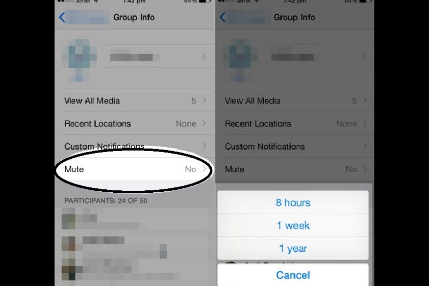 Mute Group Chat- જો તમે ઘણા બધા ગ્રૂપ્સમાં એડ છે અને વારંવાર નોટિફિકેશન્સથી પરેશાન છો તો આપે આ ફીચરનો ઉપયોગ કરી શકે છે. એટલા માટે સૌથી પહેલા ગ્રુપ ઇન્ફોમાં જાઓ અને પાછી Mute Chat ઓપ્શન પર ક્લિક કરો. તેમાં તમે 8 કલાકથી લઈને 1 વર્ષ સુધી માટે ગ્રુપ ચેટને મ્યૂટ કરી શકો છો. એવું કરવાથી આપને તે ગ્રુપના નોટિફિકેશન્સ ડિસ્ટર્બ નહીં કરે. Mute Group Chat- જો તમે ઘણા બધા ગ્રૂપ્સમાં એડ છે અને વારંવાર નોટિફિકેશન્સથી પરેશાન છો તો આપે આ ફીચરનો ઉપયોગ કરી શકે છે. એટલા માટે સૌથી પહેલા ગ્રુપ ઇન્ફોમાં જાઓ અને પાછી Mute Chat ઓપ્શન પર ક્લિક કરો. તેમાં તમે 8 કલાકથી લઈને 1 વર્ષ સુધી માટે ગ્રુપ ચેટને મ્યૂટ કરી શકો છો. એવું કરવાથી આપને તે ગ્રુપના નોટિફિકેશન્સ ડિસ્ટર્બ નહીં કરે.
