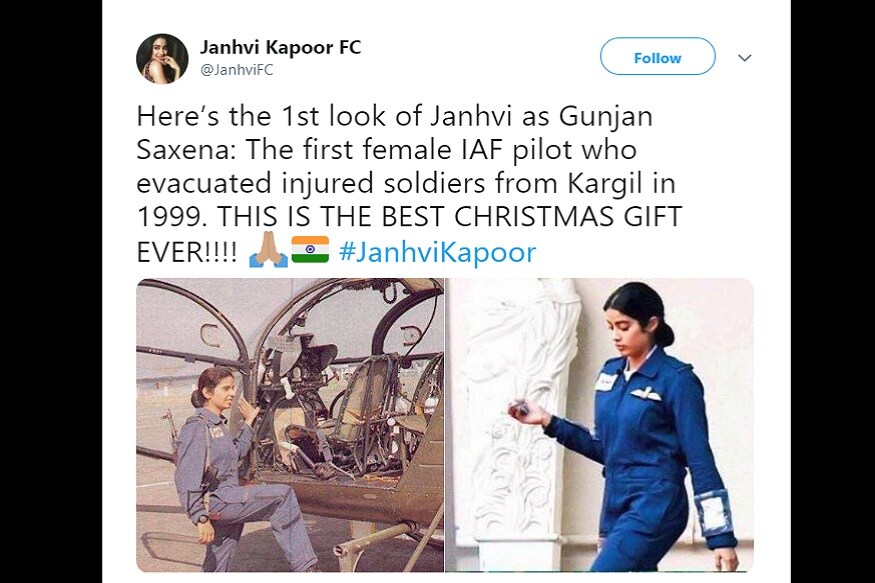 ધડક ફિલ્મમાં જાહ્નવીએ ગામડાંની ભોળી છોકરીનો રોલ કર્યો હતો ત્યારે હવે તે 1999માં કારગીલ યુદ્ધમાં ઘાયલ સૈનિકોને બચાવનાર IAF પાયલટ ગુંજન સક્સેનાની બાયોપિકમાં નજર આવશે. ધડક ફિલ્મમાં જાહ્નવીએ ગામડાંની ભોળી છોકરીનો રોલ કર્યો હતો ત્યારે હવે તે 1999માં કારગીલ યુદ્ધમાં ઘાયલ સૈનિકોને બચાવનાર IAF પાયલટ ગુંજન સક્સેનાની બાયોપિકમાં નજર આવશે.