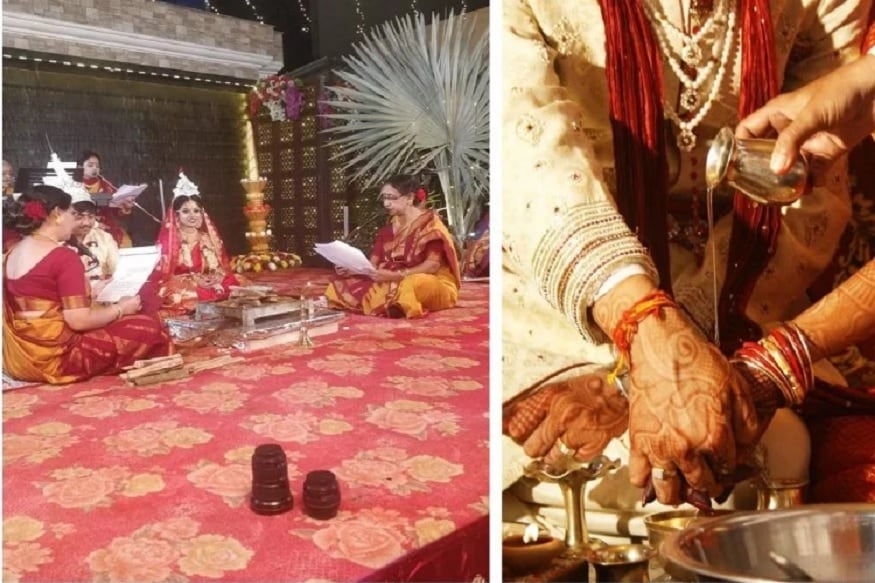 લગ્ન સમારંભ કોઈપણ પરિવાર માટે અત્યંત કિંમતી હોય છે. લગ્ન સમારોહમાં વિવિધ ધર્મોમાં પોત- પોતાની અલગ પરંપરા હોય છે. પરંતુ લગ્ન સમારંભ પરંપરાઓ અનુસાર કોઇ પરંપરાને લગ રીતે નકારી કાઢવામાં આવે છે ત્યારે અશુભ થાય છે. પરંતુ કોલકાતામાં આ લગ્ન સોશિયલ મીડિયા પર ખૂબ વાયરલ થઈ રહ્યાં છે. લગ્ન સમારંભ કોઈપણ પરિવાર માટે અત્યંત કિંમતી હોય છે. લગ્ન સમારોહમાં વિવિધ ધર્મોમાં પોત- પોતાની અલગ પરંપરા હોય છે. પરંતુ લગ્ન સમારંભ પરંપરાઓ અનુસાર કોઇ પરંપરાને લગ રીતે નકારી કાઢવામાં આવે છે ત્યારે અશુભ થાય છે. પરંતુ કોલકાતામાં આ લગ્ન સોશિયલ મીડિયા પર ખૂબ વાયરલ થઈ રહ્યાં છે.