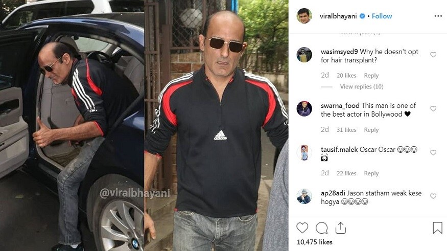 અક્ષય ખન્ના તેની અપકમિંગ ફિલ્મ 'આર્ટિકલ-375'નાં પ્રમોશન માટે આવ્યો હતો તે સમયે કારમાંથી નીકળતા સમયે તે કેમેરામાં કેદ થઇ ગયો હતો. તસવીરો જ્યારે સોશિયલ મીડિયા પર આવી તો લોકોએ જાત ભાતની કમેન્ટ કરવા લાગી. વિરલ ભાયાણીએ તેનાં ઇન્સ્ટાગ્રામ પેજ પર અક્ષય ખન્નાની તસવીરો શેર કરી છે. આ તસવીરો પર મળતી કમેન્ટ્સ જોઇને તમે પણ સમજી શકશો કે લોકો અક્ષયને જોઇને કઇ હદે ડઘાઇ ગયા હતાં. અક્ષય ખન્ના તેની અપકમિંગ ફિલ્મ 'આર્ટિકલ-375'નાં પ્રમોશન માટે આવ્યો હતો તે સમયે કારમાંથી નીકળતા સમયે તે કેમેરામાં કેદ થઇ ગયો હતો. તસવીરો જ્યારે સોશિયલ મીડિયા પર આવી તો લોકોએ જાત ભાતની કમેન્ટ કરવા લાગી. વિરલ ભાયાણીએ તેનાં ઇન્સ્ટાગ્રામ પેજ પર અક્ષય ખન્નાની તસવીરો શેર કરી છે. આ તસવીરો પર મળતી કમેન્ટ્સ જોઇને તમે પણ સમજી શકશો કે લોકો અક્ષયને જોઇને કઇ હદે ડઘાઇ ગયા હતાં.