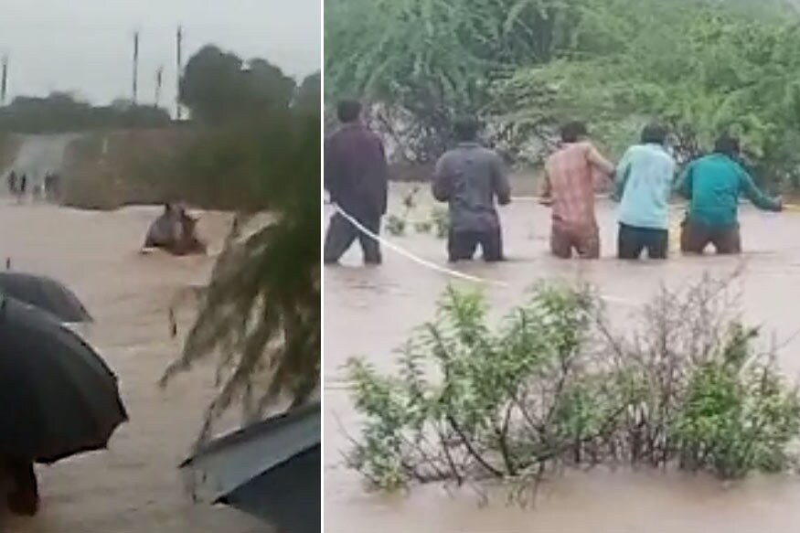 ટ્રેક્ટર લઈને નદી પાર કરવા જતાં તણાયા : ભારે વરસાદને પગલે ફલકુ નદીમાં ભારે પૂર આવ્યું હતું. આ દરમિયાન 11 જેટલા લોકોએ ટ્રેક્ટર લઈને નદીને પાર કરવાનો પ્રયાસ કર્યો હતો. આ દરમિયાન ટ્રેક્ટર નદીના પ્રવાહમાં તણાયું હતું. શરૂઆતમાં ત્રણ લોકો નદીમાં તણાયા હતા અને બાકીના લોકો ટ્રેક્ટરની છત્રી પર બેસી ગયા હતા. ટ્રેક્ટર લઈને નદી પાર કરવા જતાં તણાયા : ભારે વરસાદને પગલે ફલકુ નદીમાં ભારે પૂર આવ્યું હતું. આ દરમિયાન 11 જેટલા લોકોએ ટ્રેક્ટર લઈને નદીને પાર કરવાનો પ્રયાસ કર્યો હતો. આ દરમિયાન ટ્રેક્ટર નદીના પ્રવાહમાં તણાયું હતું. શરૂઆતમાં ત્રણ લોકો નદીમાં તણાયા હતા અને બાકીના લોકો ટ્રેક્ટરની છત્રી પર બેસી ગયા હતા.