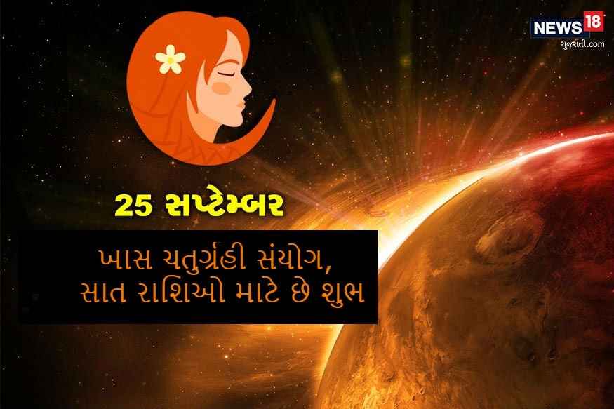 જ્યોતિષનાં મતે સ્પટેમ્બર મહિનો ખુબજ ખાસ છે. સપ્ટેમ્બર મહિનામાં ઘણાં મહત્વપૂર્ણ ગ્રહો તેમની રાશિ બદલી છે. આ ગ્રહોમાં સૂર્ય, બુધ અને શનિ છે. હાલમાં સપ્ટેમ્બર મહિનાનું અંતિમ અઠવાડિયું વધ્યું છે. આ અંતિમ સપ્તાહમાં ચાર ગ્રહોનો ચતુર્ગ્રહી યોગ બની રહ્યો છે. 25 સપ્ટેમ્બરનાં મંગળ ગ્રહનું કન્યા રાશિમાં ગોચર થાય છે અને 25 સપ્ટેમ્બરનાં જ શુક્રનો કન્યા રાશિમાં ઉદય થાય છે. આ પહેલાં સૂર્ય સિંહ રાશિમાંથી નીકળીને કન્યા રાશિમાં પ્રવેશ થઇ રહ્યો છે. બુધ પહેલેથી જ કન્યા રાશિમાં છે. એવામાં સૂર્ય, મંગળ, બુધ અને શુક્ર ગ્રહ એક સાથે મળી ચતુર્ગ્રહી યોગ બનાવી રહ્યાં છે. એવામાં આવો જાણીયે, તમામ રાશિઓ પર આનો કેવો પ્રભાવ રહેશે. જ્યોતિષનાં મતે સ્પટેમ્બર મહિનો ખુબજ ખાસ છે. સપ્ટેમ્બર મહિનામાં ઘણાં મહત્વપૂર્ણ ગ્રહો તેમની રાશિ બદલી છે. આ ગ્રહોમાં સૂર્ય, બુધ અને શનિ છે. હાલમાં સપ્ટેમ્બર મહિનાનું અંતિમ અઠવાડિયું વધ્યું છે. આ અંતિમ સપ્તાહમાં ચાર ગ્રહોનો ચતુર્ગ્રહી યોગ બની રહ્યો છે. 25 સપ્ટેમ્બરનાં મંગળ ગ્રહનું કન્યા રાશિમાં ગોચર થાય છે અને 25 સપ્ટેમ્બરનાં જ શુક્રનો કન્યા રાશિમાં ઉદય થાય છે. આ પહેલાં સૂર્ય સિંહ રાશિમાંથી નીકળીને કન્યા રાશિમાં પ્રવેશ થઇ રહ્યો છે. બુધ પહેલેથી જ કન્યા રાશિમાં છે. એવામાં સૂર્ય, મંગળ, બુધ અને શુક્ર ગ્રહ એક સાથે મળી ચતુર્ગ્રહી યોગ બનાવી રહ્યાં છે. એવામાં આવો જાણીયે, તમામ રાશિઓ પર આનો કેવો પ્રભાવ રહેશે.