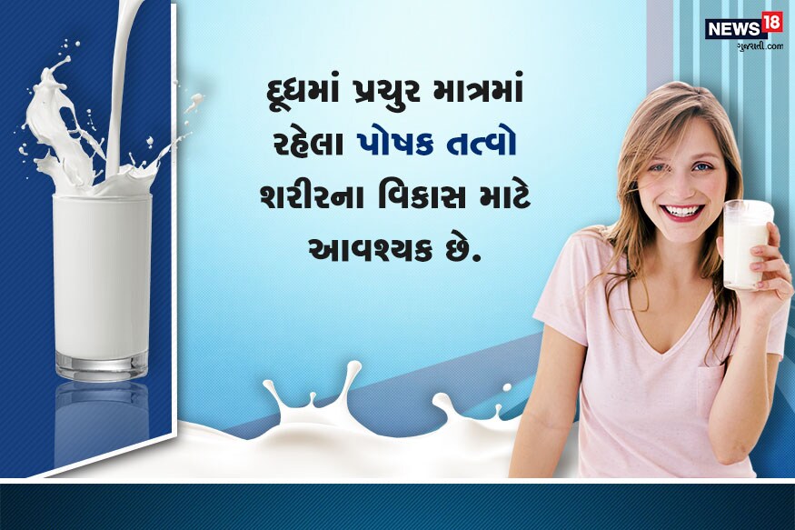 દૂધમાં પ્રચુર માત્રમાં રહેલા પોષક તત્વો શરીરના વિકાસ માટે આવશ્યક છે. હેલ્ધી ગ્રોથ માટે રોજ દૂધ પીવું જરૂરી છે. તેમાં કેલ્શિયમ હોવાથી હાડકાં મજબૂત બનાવે છે. દૂધમાં પ્રચુર માત્રમાં રહેલા પોષક તત્વો શરીરના વિકાસ માટે આવશ્યક છે. હેલ્ધી ગ્રોથ માટે રોજ દૂધ પીવું જરૂરી છે. તેમાં કેલ્શિયમ હોવાથી હાડકાં મજબૂત બનાવે છે.