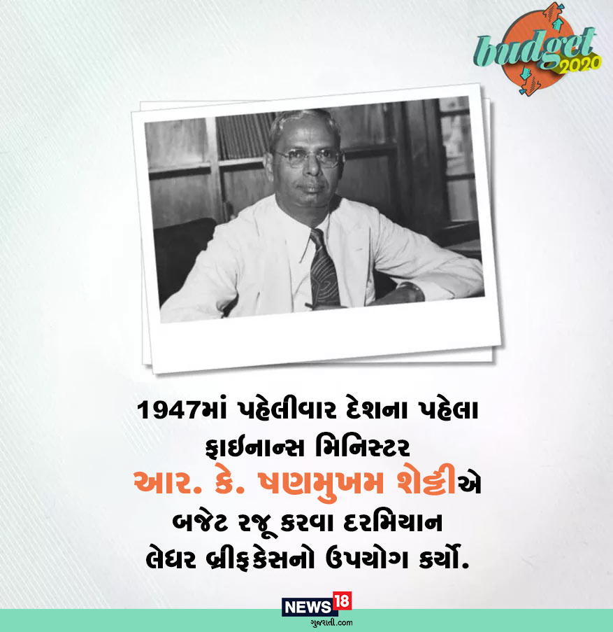 દેશના પહેલા ફાઇનાન્સ મિનિસ્ટર આર.કે. ષણમુખમ શેટ્ટીએ બજેટ રજૂ કરવા દરમિયાન લેધર બ્રીફકેસનો ઉપયોગ કર્યો. દેશના પહેલા ફાઇનાન્સ મિનિસ્ટર આર.કે. ષણમુખમ શેટ્ટીએ બજેટ રજૂ કરવા દરમિયાન લેધર બ્રીફકેસનો ઉપયોગ કર્યો.