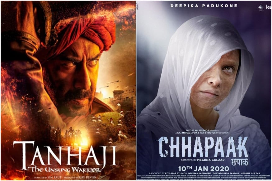 એક્ટર અજય દેવગણ (Ajay Devgn)ની ફિલ્મ તાન્હાજી ધ અનસંગ વૉરિયર (Tanhaji : The Unsung Warrior) વીકેન્ડમાં બૉક્સ ઓફિસ (Box Office) પર જોરદાર ધૂમ મચાવી છે. ફિલ્મે વીકેન્ડ પર ધમાકેદાર પ્રદર્શન કર્યું છે. રવિવાર જ ફિલ્મ પહેલા અને બીજા દિવસ કરતા સારી કમાણી કરી શકી છે. તો બીજી તરફ દીપિકા પાદુકોણની (Deepika Padukone) છપાક (Chhapaak) બોક્સ ઓફિસ પર જોઇએ તેટલી કમાણી નથી કરી શકી. એક્ટર અજય દેવગણ (Ajay Devgn)ની ફિલ્મ તાન્હાજી ધ અનસંગ વૉરિયર (Tanhaji : The Unsung Warrior) વીકેન્ડમાં બૉક્સ ઓફિસ (Box Office) પર જોરદાર ધૂમ મચાવી છે. ફિલ્મે વીકેન્ડ પર ધમાકેદાર પ્રદર્શન કર્યું છે. રવિવાર જ ફિલ્મ પહેલા અને બીજા દિવસ કરતા સારી કમાણી કરી શકી છે. તો બીજી તરફ દીપિકા પાદુકોણની (Deepika Padukone) છપાક (Chhapaak) બોક્સ ઓફિસ પર જોઇએ તેટલી કમાણી નથી કરી શકી.