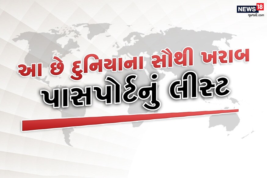પાસપોર્ટ ઈન્ડેક્સ દર વર્ષે સૌથી નબળા અને મજબૂર પાસપોર્ટની લીસ્ટ જારી કરેલ છે. આવો જાણીએ દુનિયાના 5 સૌથી બરબાદ પાસપોર્ટ વિશે, જેની વેલ્યૂ સૌથી ઓછી છે પાસપોર્ટ ઈન્ડેક્સ દર વર્ષે સૌથી નબળા અને મજબૂર પાસપોર્ટની લીસ્ટ જારી કરેલ છે. આવો જાણીએ દુનિયાના 5 સૌથી બરબાદ પાસપોર્ટ વિશે, જેની વેલ્યૂ સૌથી ઓછી છે