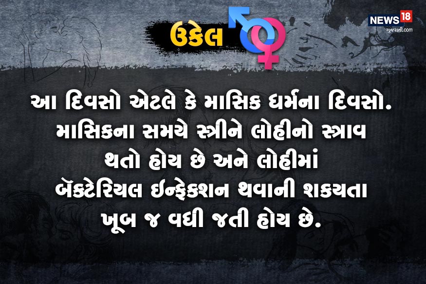 આ દિવસો એટલે કે માસિક ધર્મના દિવસો. માસિકના સમયે સ્ત્રીને લોહીનો સ્ત્રાવ થતો હોય છે અને લોહીમાં બૅક્ટેરિયલ ઇન્ફેક્શન થવાની શકયતા ખૂબ જ વધી જતી હોય છે. આ દિવસો એટલે કે માસિક ધર્મના દિવસો. માસિકના સમયે સ્ત્રીને લોહીનો સ્ત્રાવ થતો હોય છે અને લોહીમાં બૅક્ટેરિયલ ઇન્ફેક્શન થવાની શકયતા ખૂબ જ વધી જતી હોય છે.