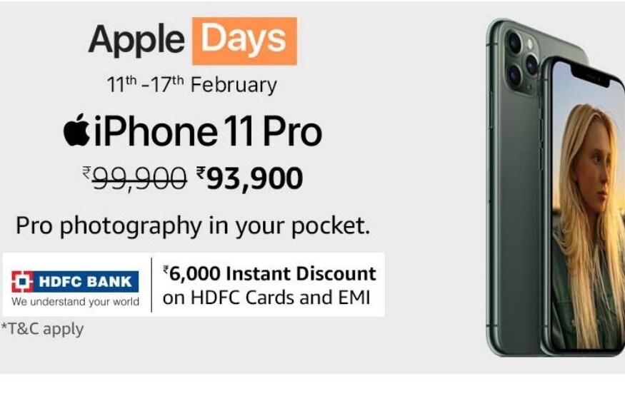 આ ઉપરાંત ICICI અને HDFC બેંકના ક્રેડિટ અને ડેબિટ કાર્ડથી ખરીદી કરવા પર વધારાનું વળતર મળશે. નોંધનીય છે કે iPhone 11 Pro અને iPhone 11ની એચડીએફસીના ડેબિટ કે ક્રેડિટ કાર્ડથી ખરીદી કરવા પર છ હજાર રૂપિયાનું વધારાનું વળતર મળશે. જ્યારે iPhone XRની આઈસીઆઈસીઆઈ બેંકના ક્રેડિટ કે ડેબિટ કાર્ડથી ખરીદી કરવા પર 1500 રૂપિયાનું ઇન્સ્ટન્ટ ડિસ્કાઉન્ટ મળશે. આ ફોનની તમે ઇએમઆઈ પર પણ ખરીદી કરી શકો છો. આ ઉપરાંત ICICI અને HDFC બેંકના ક્રેડિટ અને ડેબિટ કાર્ડથી ખરીદી કરવા પર વધારાનું વળતર મળશે. નોંધનીય છે કે iPhone 11 Pro અને iPhone 11ની એચડીએફસીના ડેબિટ કે ક્રેડિટ કાર્ડથી ખરીદી કરવા પર છ હજાર રૂપિયાનું વધારાનું વળતર મળશે. જ્યારે iPhone XRની આઈસીઆઈસીઆઈ બેંકના ક્રેડિટ કે ડેબિટ કાર્ડથી ખરીદી કરવા પર 1500 રૂપિયાનું ઇન્સ્ટન્ટ ડિસ્કાઉન્ટ મળશે. આ ફોનની તમે ઇએમઆઈ પર પણ ખરીદી કરી શકો છો.