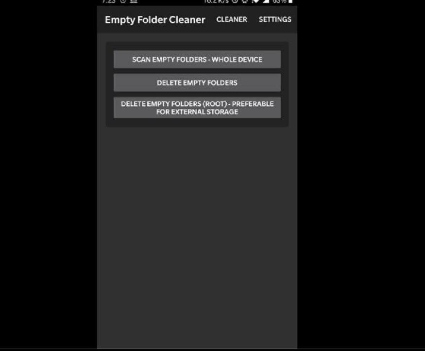 તમારે આ માટે પ્લે સ્ટોરમાંથી ‘Empty Folder Cleaner’ એપ ડાઉનલોડ કરવાનું રહેશે. જેને ઇન્સ્ટોલ કરીને ઓપન કરતા એક ઇન્ટરફેસ ખુલશે. તેથી ઉપરરની તસવીરમાં દેખાય છે તે પ્રમાણે ડિલીટ ‘Empty Folder’ પર ટેપ કરવાનું રહેશે. તમારે આ માટે પ્લે સ્ટોરમાંથી ‘Empty Folder Cleaner’ એપ ડાઉનલોડ કરવાનું રહેશે. જેને ઇન્સ્ટોલ કરીને ઓપન કરતા એક ઇન્ટરફેસ ખુલશે. તેથી ઉપરરની તસવીરમાં દેખાય છે તે પ્રમાણે ડિલીટ ‘Empty Folder’ પર ટેપ કરવાનું રહેશે.