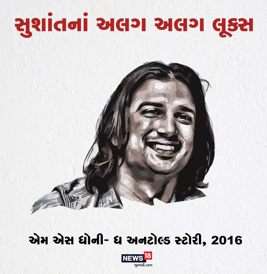 2016માં સુશાંત સિંઘ રાજપૂતે ભારતીય ક્રિકેટ ટીમનાં સૌથી સફળ કેપ્ટન રહી ચુકેલા મહેન્દ્ર સિંઘ ધોનીની બાયોપિક એમ એસ ધોની: ધ અનટોલ્ડ સ્ટોરીમાં કામ કર્યુ હતું. આ ફિલ્મમાં તો સુશાંતનાં ઘણાં લૂક્સ હતાં પણ ધોનીનાં અંદાજમાં તેનાં લાંબા વાળ વાળો લૂક ફેન્સને ખુબજ પસંદ આવ્યો હતો. 2016માં સુશાંત સિંઘ રાજપૂતે ભારતીય ક્રિકેટ ટીમનાં સૌથી સફળ કેપ્ટન રહી ચુકેલા મહેન્દ્ર સિંઘ ધોનીની બાયોપિક એમ એસ ધોની: ધ અનટોલ્ડ સ્ટોરીમાં કામ કર્યુ હતું. આ ફિલ્મમાં તો સુશાંતનાં ઘણાં લૂક્સ હતાં પણ ધોનીનાં અંદાજમાં તેનાં લાંબા વાળ વાળો લૂક ફેન્સને ખુબજ પસંદ આવ્યો હતો.