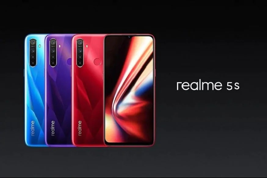 Realme 5s-Realme 5s, 4જીબી રેમ અને 64 જીબી ઇન્ટરનલ સ્ટોરેજ વાળા બેસ મોડેલની કિંમત 9,999 છે. 6.5 ઇચ HD ડિસ્પ્લે આપવામાં આવ્યું છે. Realme 5s સ્નેપડ્રેગન 665 એસઓસી પ્રોસેસર હેઠળ કામ કરે છે. ફોનની ખાસ વાત એ છે કે 48 મેગાપિક્સલ કેમેરા છે. ફોનમાં રિયર 4 કેમેરા આપવામાં આવ્યા છે. જેમાં પ્રાઇમરી કેમેરા 48 મેગાપિક્સલ છે. સાથે જ 8 મેગાપિક્સલ વાઇડ એન્ગર શૂટર છે. 2 મેગાપિક્સર મૈક્રો લેંસ અને એક 2 મેગાપિક્સલ પોટ્રેટ કેમેરા પણ આપવામાં આવ્યો છે. સેલ્ફી ફોનની ફ્રંટમાં 13 મેગાપિક્સલ કેમેરા છે. 5 હજારMAHની દમદાર બેટરી છે. Realme 5s-Realme 5s, 4જીબી રેમ અને 64 જીબી ઇન્ટરનલ સ્ટોરેજ વાળા બેસ મોડેલની કિંમત 9,999 છે. 6.5 ઇચ HD ડિસ્પ્લે આપવામાં આવ્યું છે. Realme 5s સ્નેપડ્રેગન 665 એસઓસી પ્રોસેસર હેઠળ કામ કરે છે. ફોનની ખાસ વાત એ છે કે 48 મેગાપિક્સલ કેમેરા છે. ફોનમાં રિયર 4 કેમેરા આપવામાં આવ્યા છે. જેમાં પ્રાઇમરી કેમેરા 48 મેગાપિક્સલ છે. સાથે જ 8 મેગાપિક્સલ વાઇડ એન્ગર શૂટર છે. 2 મેગાપિક્સર મૈક્રો લેંસ અને એક 2 મેગાપિક્સલ પોટ્રેટ કેમેરા પણ આપવામાં આવ્યો છે. સેલ્ફી ફોનની ફ્રંટમાં 13 મેગાપિક્સલ કેમેરા છે. 5 હજારMAHની દમદાર બેટરી છે.