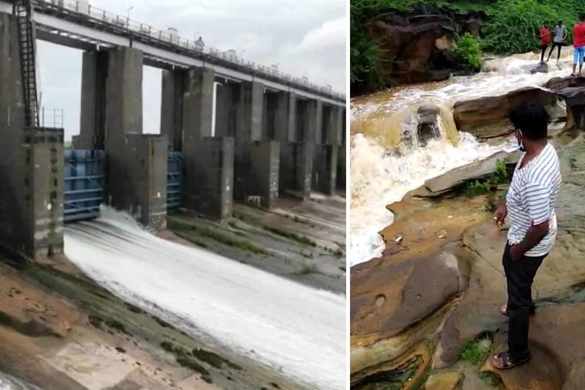 ભુજ : કચ્છ (Kutch Rain Updates)માં આ વર્ષે મેઘરાજાએ ભારે હેત વરસાવ્યું છે. 23મી ઓગસ્ટ સુધી કચ્છમાં સિઝનનો 188 ટકા વરસાદ નોંધાયો છે. રાજ્યમાં કોઈ પણ વિસ્તારમાં પડેલો આ સૌથી વધારે વરસાદ છે. સોમવારે પણ કચ્છમાં મેઘમહેર શરૂ રહી હતી. ત્યારે કચ્છની જીવાદોરી સમાન એવો ટપ્પર ડેમ (Tappar Dam) છલકાયો છે. ડેમ ઓવરફ્લો (Overflow) થયા બાદ તેના ત્રણ દરવાજા ખોલવમાં આવ્યા છે. પૂર્વ કચ્છને આ ડેમમાંથી પીવાનું પાણી પૂરું પાડવામાં આવે છે. ડેમના ત્રણ દરવાજા ખોલવામાં આવતા ડેમ નીચે આવતા 12 ગામોને એલર્ટ કરી દેવામાં આવ્યા છે. સોમવારે પણ ભુજ તાલુકા તેમજ ગ્રામ્ય વિસ્તારમાં વરસાદ નોંધાયો હતો. ભુજ શહેર, માધાપર સહિતમાં પવન સાથે વરસાદ પડ્યો હતો. ટપ્પર ડેમ, ખારી નદી. ભુજ : કચ્છ (Kutch Rain Updates)માં આ વર્ષે મેઘરાજાએ ભારે હેત વરસાવ્યું છે. 23મી ઓગસ્ટ સુધી કચ્છમાં સિઝનનો 188 ટકા વરસાદ નોંધાયો છે. રાજ્યમાં કોઈ પણ વિસ્તારમાં પડેલો આ સૌથી વધારે વરસાદ છે. સોમવારે પણ કચ્છમાં મેઘમહેર શરૂ રહી હતી. ત્યારે કચ્છની જીવાદોરી સમાન એવો ટપ્પર ડેમ (Tappar Dam) છલકાયો છે. ડેમ ઓવરફ્લો (Overflow) થયા બાદ તેના ત્રણ દરવાજા ખોલવમાં આવ્યા છે. પૂર્વ કચ્છને આ ડેમમાંથી પીવાનું પાણી પૂરું પાડવામાં આવે છે. ડેમના ત્રણ દરવાજા ખોલવામાં આવતા ડેમ નીચે આવતા 12 ગામોને એલર્ટ કરી દેવામાં આવ્યા છે. સોમવારે પણ ભુજ તાલુકા તેમજ ગ્રામ્ય વિસ્તારમાં વરસાદ નોંધાયો હતો. ભુજ શહેર, માધાપર સહિતમાં પવન સાથે વરસાદ પડ્યો હતો. ટપ્પર ડેમ, ખારી નદી.