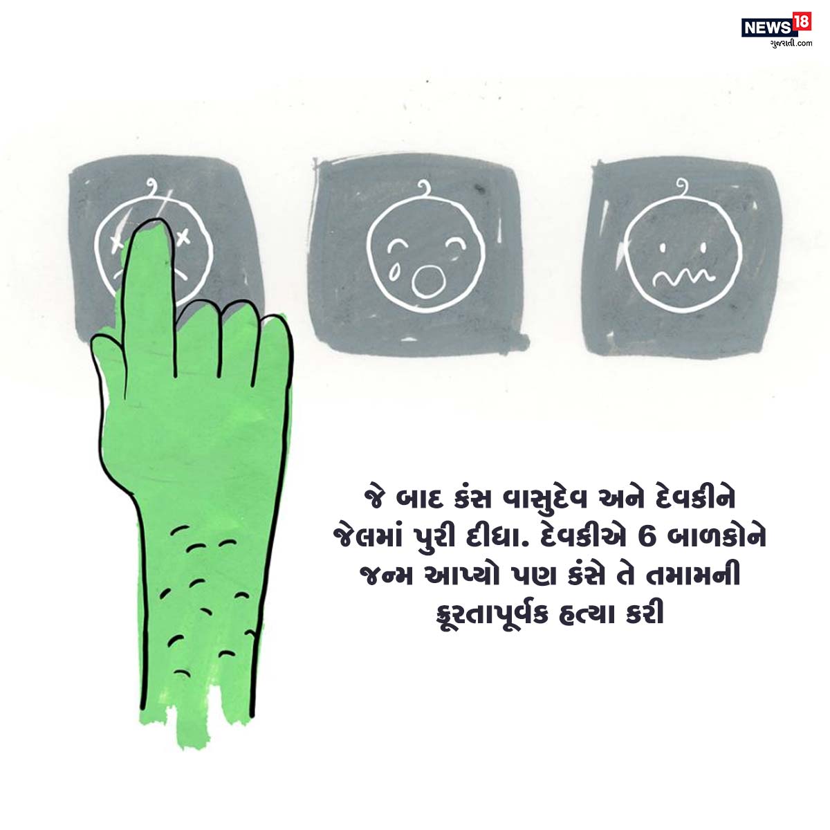 જે બાદ કંસ વાસુદેવ અને દેવકીને જેલમાં પુરી દીધા. દેવકીએ 6 બાળકોને જન્મ આપ્યો પણ કંસે તે તમામની ક્રૂરતાપૂર્વક હત્યા કરી. જે બાદ કંસ વાસુદેવ અને દેવકીને જેલમાં પુરી દીધા. દેવકીએ 6 બાળકોને જન્મ આપ્યો પણ કંસે તે તમામની ક્રૂરતાપૂર્વક હત્યા કરી.
