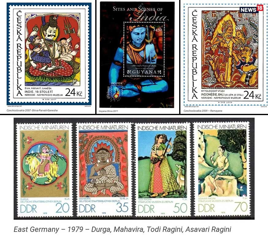 વર્ષે 1971માં લાઉસ સરકારે હનુમાન નું સ્ટેમ્પ બહાર પાડ્યું હતું. 1955 માં લાઉસ સરકારે સીતા,રામ,રાવણ અને હનુમાન ના પોસ્ટલ સ્ટેમ્પ બહાર પાડ્યા.જ્યારે 1979 રામાયણ પર પોસ્ટલ સ્ટેમ્પ બહાર પડયા હતા. વર્ષે 2007 માં ચેકોસલાવીકયા એ હિન્દૂ દેવી દેવતા ના પોસ્ટલ સ્ટેમ્પ બહાર પાડ્યા હતા. કમબોડીયા એ વર્ષે 2006 માં લવ કુશ સીતા અને હનુમા પર પોતાના પોસ્ટલ સ્ટેમ્પ બહાર પાડ્યા હતા. વર્ષે 1971માં લાઉસ સરકારે હનુમાન નું સ્ટેમ્પ બહાર પાડ્યું હતું. 1955 માં લાઉસ સરકારે સીતા,રામ,રાવણ અને હનુમાન ના પોસ્ટલ સ્ટેમ્પ બહાર પાડ્યા.જ્યારે 1979 રામાયણ પર પોસ્ટલ સ્ટેમ્પ બહાર પડયા હતા. વર્ષે 2007 માં ચેકોસલાવીકયા એ હિન્દૂ દેવી દેવતા ના પોસ્ટલ સ્ટેમ્પ બહાર પાડ્યા હતા. કમબોડીયા એ વર્ષે 2006 માં લવ કુશ સીતા અને હનુમા પર પોતાના પોસ્ટલ સ્ટેમ્પ બહાર પાડ્યા હતા.