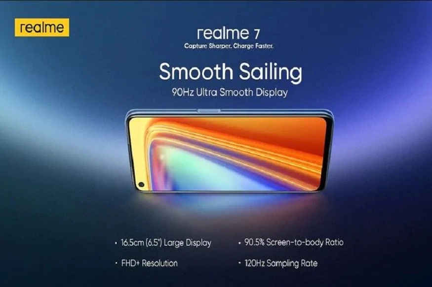 Realme 7નો ભાવ- આ ફોન તેનાં ઉત્તમ ફિચર્સને કારણે ચર્ચામાં છે. ફોન નવાં મિડરેન્જ સ્માર્ટ ફોનનાં બે વેરિએન્ટમાં માર્કેટમાં ઉપલબ્દ છે. પહેલાં 6 GB રેમ અને 64 GB સ્ટોરેજ ઓપશન છે. જેનો ભાવ 14,999 રૂપિયા રાખવામાં આવ્યો છે. બીજો છે 8GB રેમ અને 128GB સ્ટોરેજ વેરિએન્ટ જેનો ભાવ 16,999 રૂપિયા રાખવામાં આવ્યો છે. આ ફોન મિસ્ટ બ્લૂ અને મિસ્ટ વ્હાઇટ બે કલર ઓપ્શનમાં મળશે. Realme 7નો ભાવ- આ ફોન તેનાં ઉત્તમ ફિચર્સને કારણે ચર્ચામાં છે. ફોન નવાં મિડરેન્જ સ્માર્ટ ફોનનાં બે વેરિએન્ટમાં માર્કેટમાં ઉપલબ્દ છે. પહેલાં 6 GB રેમ અને 64 GB સ્ટોરેજ ઓપશન છે. જેનો ભાવ 14,999 રૂપિયા રાખવામાં આવ્યો છે. બીજો છે 8GB રેમ અને 128GB સ્ટોરેજ વેરિએન્ટ જેનો ભાવ 16,999 રૂપિયા રાખવામાં આવ્યો છે. આ ફોન મિસ્ટ બ્લૂ અને મિસ્ટ વ્હાઇટ બે કલર ઓપ્શનમાં મળશે.