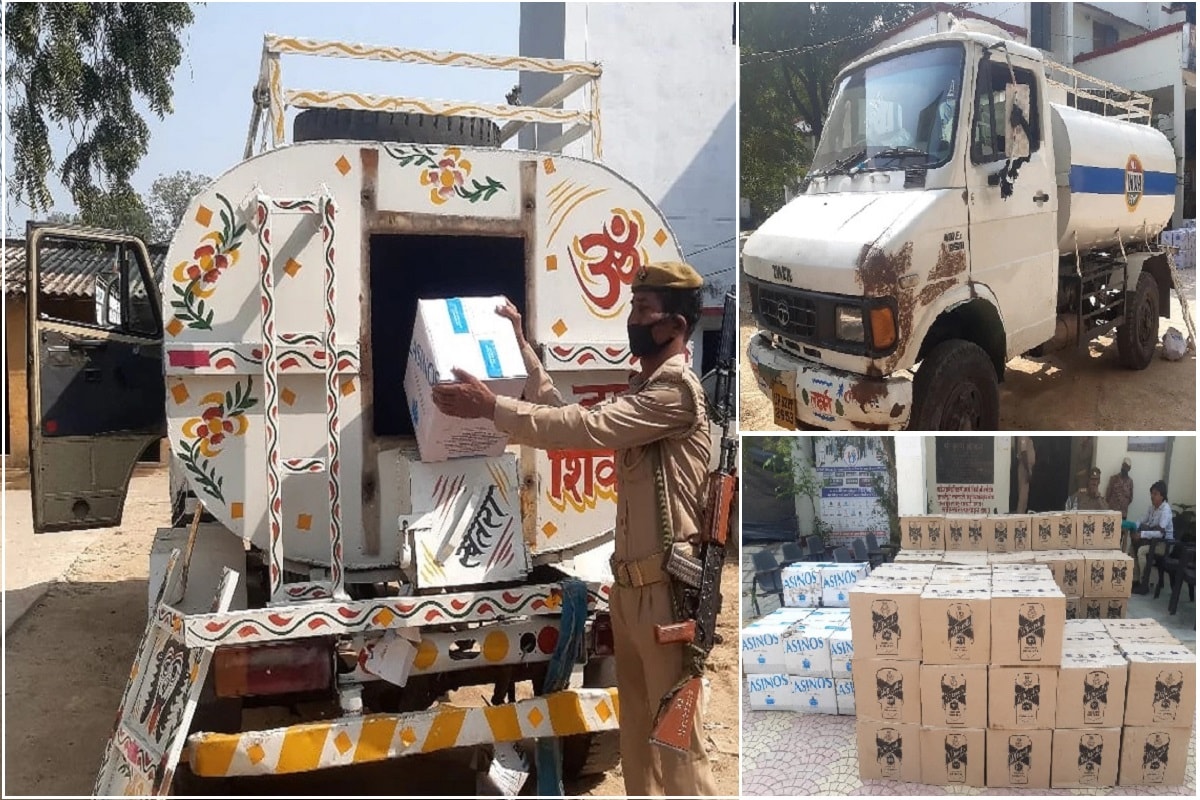 ચંદોલીઃ ઉત્તર પ્રદેશ (Uttar Pradesh) અને બિહાર (Bihar) બોર્ડર ઉપર પોલીસ ચેકિંગ દરમિયાન ગેરકાયદે દારૂ ઘૂસાડવાનો પર્દાફાશ થયો છે. પોલીસે મોટી માત્રામાં દારૂની ખેપ પકડી પાડી હતી. પોલીસે દૂધના ટેન્કરમાં (Milk tanker) સંતાડીને બોર્ડર પાર લઈ જવાતો વિદેશી દારૂ જપ્ત કર્યો હતો. પોલીસે બૂટલેગરોના પ્લાન (Bootleggers) ઉપર પાણી ફેરવી દીધું હતું. પોલીસે ટેન્કરમાંથી 12 લાખ રૂપિયાનો દારૂ જપ્ત કર્યો હતો. સાથે જ પાંચ બૂટલેગરોની પણ ધરપકડ કરી હતી. ચંદોલીઃ ઉત્તર પ્રદેશ (Uttar Pradesh) અને બિહાર (Bihar) બોર્ડર ઉપર પોલીસ ચેકિંગ દરમિયાન ગેરકાયદે દારૂ ઘૂસાડવાનો પર્દાફાશ થયો છે. પોલીસે મોટી માત્રામાં દારૂની ખેપ પકડી પાડી હતી. પોલીસે દૂધના ટેન્કરમાં (Milk tanker) સંતાડીને બોર્ડર પાર લઈ જવાતો વિદેશી દારૂ જપ્ત કર્યો હતો. પોલીસે બૂટલેગરોના પ્લાન (Bootleggers) ઉપર પાણી ફેરવી દીધું હતું. પોલીસે ટેન્કરમાંથી 12 લાખ રૂપિયાનો દારૂ જપ્ત કર્યો હતો. સાથે જ પાંચ બૂટલેગરોની પણ ધરપકડ કરી હતી.
