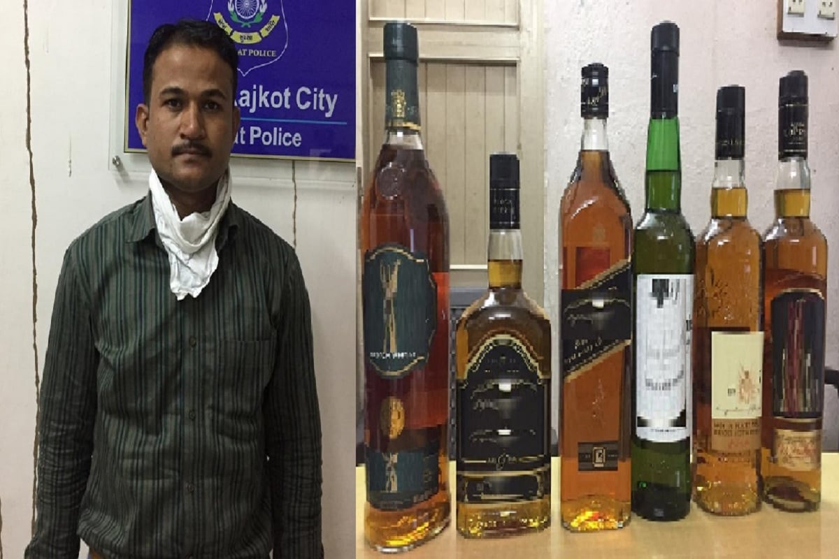 હરિન માત્રાવાડીયા, રાજકોટ: રાજ્યમાં દારૂ પીવા કે વેચવા પર પ્રતિબંધ છે, છતા બુટલેગરો રાજ્યમાં દારૂ ઘુસાડવા અથવા ડિલેવરી કરવા અને દારૂની ખેપ મારવા અનેક તરકીબો અજમાવતા હોય છે. પરંતુ, કેટલીએ વખત પોલીસ બુટલેગરોની મનશા પર પાણી ફેરવી દારૂનો જથ્થો ઝડપી પાડે છે, પરંતુ રાજકોટમાં ગઈ કાલે સાંજે રાજકોટ એસઓજી દ્વારા જે દારૂનો જથ્થો ઝડપી પાડવામાં આવ્યો તેમાં કોઈ બુટલેગર નહીં પરંતુ અમદાવાદ પોલીસનો ટ્રાફિક એસએસઆઈ ઝડપાયો છે. મહત્વની વાત એ છે કે, દારૂના દૂષણ સામે કાયદાકીય કાર્યવાહી કરવાની પોલીસની જવાબદારી અને ફરજ હોય છે, ત્યારે એક પોલીસ કર્મી જ દારૂની હેરાફેરીમાં સામેલ હોવાનું સામેલ આવતા પોલીસ બેડામાં ચકચાર મચી ગઈ છે. હરિન માત્રાવાડીયા, રાજકોટ: રાજ્યમાં દારૂ પીવા કે વેચવા પર પ્રતિબંધ છે, છતા બુટલેગરો રાજ્યમાં દારૂ ઘુસાડવા અથવા ડિલેવરી કરવા અને દારૂની ખેપ મારવા અનેક તરકીબો અજમાવતા હોય છે. પરંતુ, કેટલીએ વખત પોલીસ બુટલેગરોની મનશા પર પાણી ફેરવી દારૂનો જથ્થો ઝડપી પાડે છે, પરંતુ રાજકોટમાં ગઈ કાલે સાંજે રાજકોટ એસઓજી દ્વારા જે દારૂનો જથ્થો ઝડપી પાડવામાં આવ્યો તેમાં કોઈ બુટલેગર નહીં પરંતુ અમદાવાદ પોલીસનો ટ્રાફિક એસએસઆઈ ઝડપાયો છે. મહત્વની વાત એ છે કે, દારૂના દૂષણ સામે કાયદાકીય કાર્યવાહી કરવાની પોલીસની જવાબદારી અને ફરજ હોય છે, ત્યારે એક પોલીસ કર્મી જ દારૂની હેરાફેરીમાં સામેલ હોવાનું સામેલ આવતા પોલીસ બેડામાં ચકચાર મચી ગઈ છે.