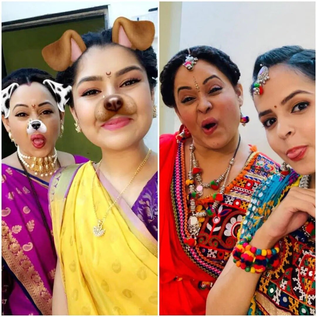 માધવીભાભીનું કિરદાર કરનાર માધવી ભાભી તેમની શોની પહેલાની અને અત્યારની દીકરી સાથે. (Photo Credit- @palaksidhwani/Instagram) માધવીભાભીનું કિરદાર કરનાર માધવી ભાભી તેમની શોની પહેલાની અને અત્યારની દીકરી સાથે. (Photo Credit- @palaksidhwani/Instagram)