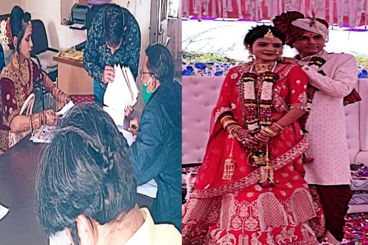 અતલ વ્યાસ, જૂનાગઢ : લગ્નના દિવસે મતદાન કરતા વર-કન્યાના પ્રસંગો હવે ખૂબ સામાન્ય બની ગયા છે. લગ્નના દિવસે નાગરિક તરીકેની ફરજ અદા કરતા અનેક વરઘોડિયા જોવા મળે છે પરંતુ લગ્નના દિવસે જ નોકરી બાબતે જવાનું થાય તો મોટા ભાગે યુવક-યવુતી ન જાય એવું પણ બને. જોકે, સરકારી નોકરી જીવનમાં એક વખત જ મળતી હોય છે અને તેના માટે જ લગ્નના દિવસે પણ તેના માટે જવું અનિવાર્ય બની જતું હોય છે. આવો જ એક પ્રસંગ જૂનાગઢમાં બન્યો હતો જ્યાં એક કન્યાને લગ્નના દિવસે જ સરાકારી તેડું આવ્યું હતું. સંજોગોવસાત લગ્નનો દિવસ અને સરકારી નોકરીની ભરતી પ્રક્રિયાની કામગીરીનો દિવસ એક જ હતો જેથી કન્યાએ પહેલાં સરકારી કામ કર્યુ બાદમાં ચોરીમાં ફેરા ફર્યા હતા. અતલ વ્યાસ, જૂનાગઢ : લગ્નના દિવસે મતદાન કરતા વર-કન્યાના પ્રસંગો હવે ખૂબ સામાન્ય બની ગયા છે. લગ્નના દિવસે નાગરિક તરીકેની ફરજ અદા કરતા અનેક વરઘોડિયા જોવા મળે છે પરંતુ લગ્નના દિવસે જ નોકરી બાબતે જવાનું થાય તો મોટા ભાગે યુવક-યવુતી ન જાય એવું પણ બને. જોકે, સરકારી નોકરી જીવનમાં એક વખત જ મળતી હોય છે અને તેના માટે જ લગ્નના દિવસે પણ તેના માટે જવું અનિવાર્ય બની જતું હોય છે. આવો જ એક પ્રસંગ જૂનાગઢમાં બન્યો હતો જ્યાં એક કન્યાને લગ્નના દિવસે જ સરાકારી તેડું આવ્યું હતું. સંજોગોવસાત લગ્નનો દિવસ અને સરકારી નોકરીની ભરતી પ્રક્રિયાની કામગીરીનો દિવસ એક જ હતો જેથી કન્યાએ પહેલાં સરકારી કામ કર્યુ બાદમાં ચોરીમાં ફેરા ફર્યા હતા.
