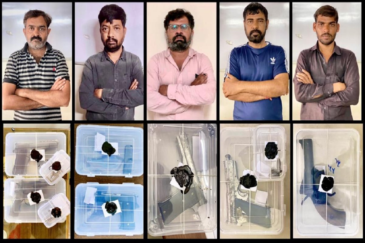 અંકિત પોપટ, રાજકોટ : શહેર ક્રાઇમ બ્રાન્ચ વિરલ ગઢવી અને તેની ટીમ દ્વારા છેલ્લા 10 દિવસમા 4 પીસ્ટલ, 1 રીવોલ્વર, 1 તમંચો, 1 પીસ્ટલનુમેગ્જીન તથા અલગ-અલગ પ્રકાર ના કુલ 17 કારતૂસ કબજે કર્યા, ગુનાહિત ઇતિહાસ ધરાવતા 5 આરોપીઓને ઝડપી પાડવામાં આવ્યા છે. અંકિત પોપટ, રાજકોટ : શહેર ક્રાઇમ બ્રાન્ચ વિરલ ગઢવી અને તેની ટીમ દ્વારા છેલ્લા 10 દિવસમા 4 પીસ્ટલ, 1 રીવોલ્વર, 1 તમંચો, 1 પીસ્ટલનુમેગ્જીન તથા અલગ-અલગ પ્રકાર ના કુલ 17 કારતૂસ કબજે કર્યા, ગુનાહિત ઇતિહાસ ધરાવતા 5 આરોપીઓને ઝડપી પાડવામાં આવ્યા છે.