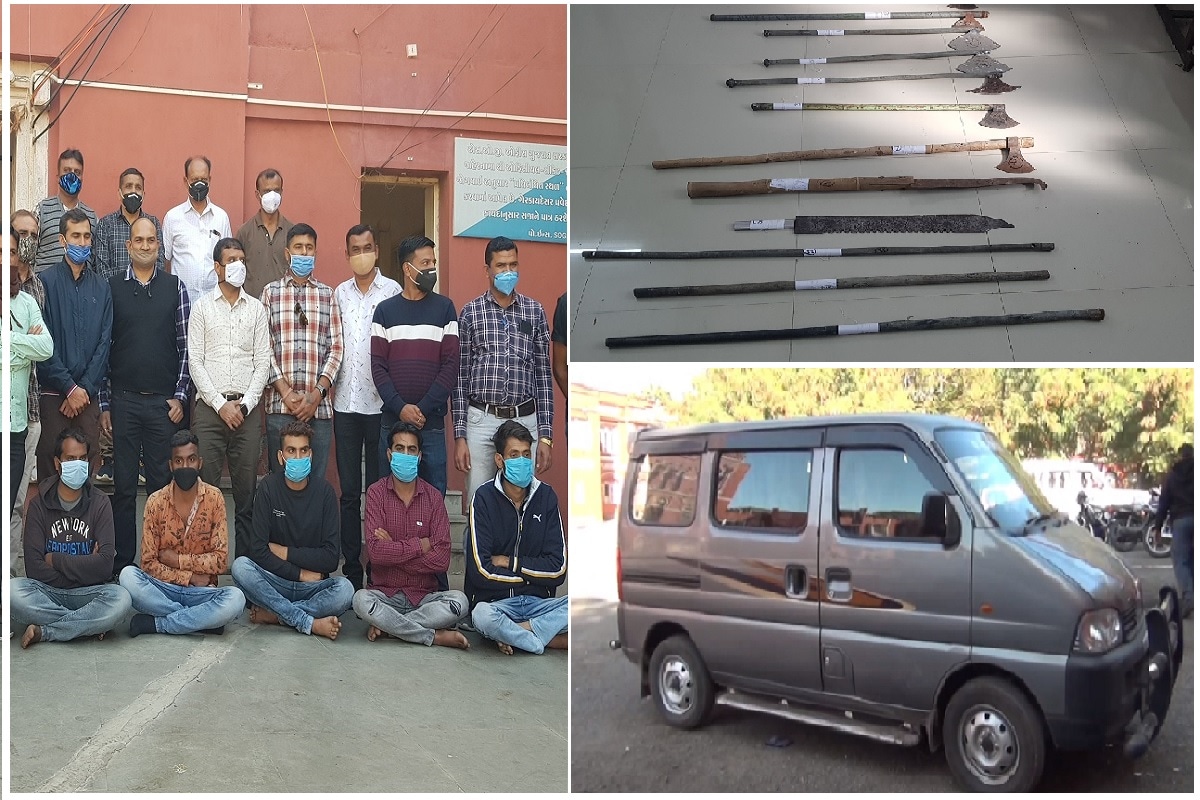 કિંજલ કારસરીયા, જામનગર: જામનગરમાં જેલ (Jamnagar jail) બહાર છુટેલા આરોપીઓ અને જાનથી મારી નાખવા આવેલા હથિયારધારી ટૂકડી હત્યાના ગુન્હાને અંજામ આપે તે પહેલા જ એલ.સી.બી.એ ત્રાટકી હત્યાનો પ્લાન નિષ્ફળ બનાવ્યો છે. અને દેશી તમંચા તેમજ તિક્ષ્ણણ હથિયારોના જથ્થા સાથે સાત શખ્સોને દબોચી લીધા છે. કિંજલ કારસરીયા, જામનગર: જામનગરમાં જેલ (Jamnagar jail) બહાર છુટેલા આરોપીઓ અને જાનથી મારી નાખવા આવેલા હથિયારધારી ટૂકડી હત્યાના ગુન્હાને અંજામ આપે તે પહેલા જ એલ.સી.બી.એ ત્રાટકી હત્યાનો પ્લાન નિષ્ફળ બનાવ્યો છે. અને દેશી તમંચા તેમજ તિક્ષ્ણણ હથિયારોના જથ્થા સાથે સાત શખ્સોને દબોચી લીધા છે.