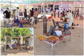 બનાસકાંઠા: 40 ડીગ્રી ગરમીમાં દર્દીઓ શાળામાં, ઝાડ નીચે, ટેન્ટમાં સારવાર લેવા મજબૂર