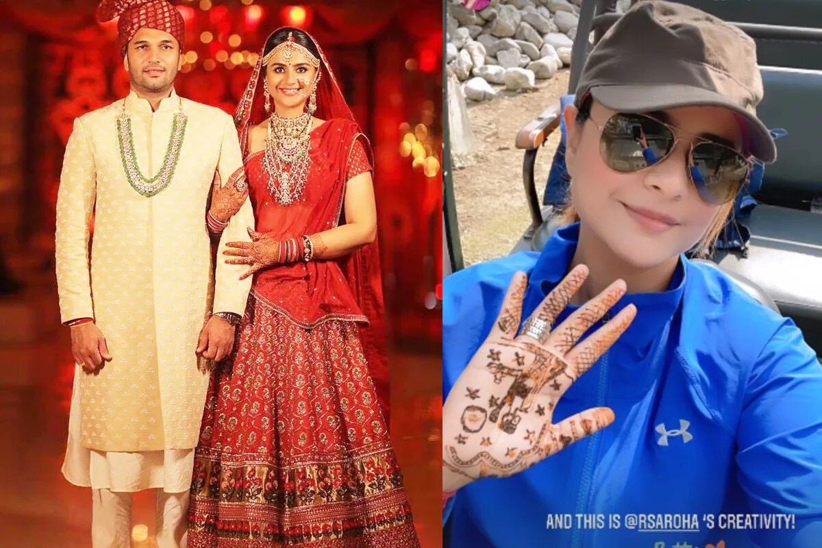 દીયા અને બાતી હમ (Diya Aur Baati Hum)સિરીયલની આરજુ રાઠી એટલે કે પ્રાચી તેહલાન (Prachi Tehlan)પણ લગ્નના બંધનમાં બંધાઇ છે. તેણે દિલ્હીના બિઝનેસમેન રોહિત સરોહા (Rohit Saroha) સાથે લગ્ન કર્યા છે. આવામાં પ્રાચી પણ પ્રથમ વખત કરવા ચોથ કરી રહી છે. તેણે હાથમાં મહેંદી લગાવેલી તસવીર ઇંસ્ટાગ્રામ પર પોસ્ટ કરી છે. (તસવીર સાભાર- Instagram @prachitehlan) દીયા અને બાતી હમ (Diya Aur Baati Hum)સિરીયલની આરજુ રાઠી એટલે કે પ્રાચી તેહલાન (Prachi Tehlan)પણ લગ્નના બંધનમાં બંધાઇ છે. તેણે દિલ્હીના બિઝનેસમેન રોહિત સરોહા (Rohit Saroha) સાથે લગ્ન કર્યા છે. આવામાં પ્રાચી પણ પ્રથમ વખત કરવા ચોથ કરી રહી છે. તેણે હાથમાં મહેંદી લગાવેલી તસવીર ઇંસ્ટાગ્રામ પર પોસ્ટ કરી છે. (તસવીર સાભાર- Instagram @prachitehlan)