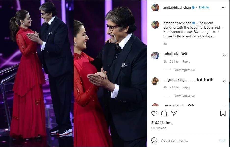 amitabh bachchan dancing with kriti sanon
