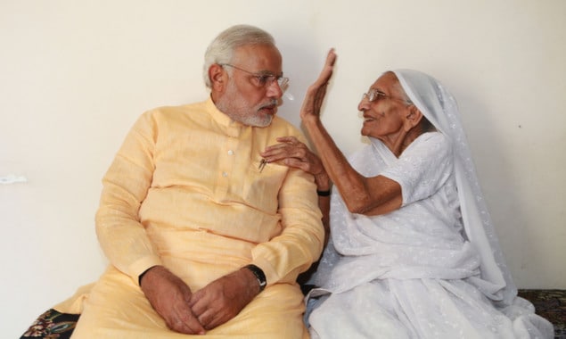 PM Modi with Mother Hiraba Modi