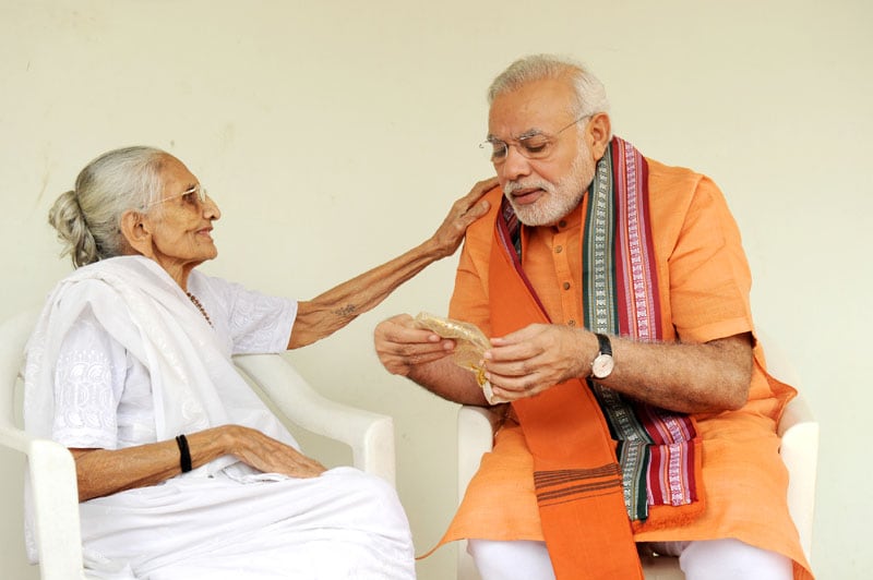PM Modi with Mother Hiraba Modi