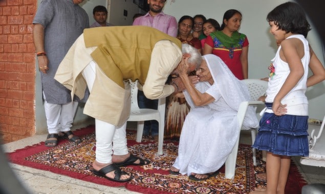 PM Modi with Mother Hiraba Modi
