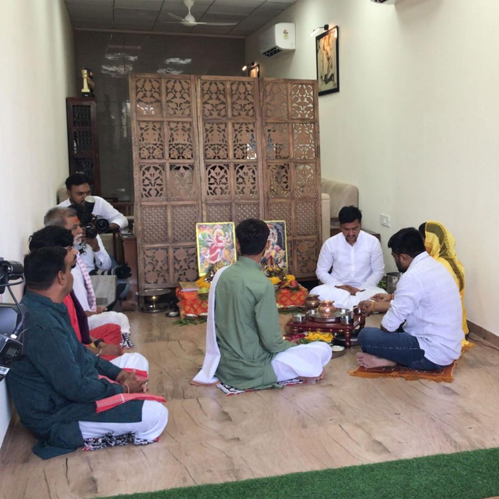 Hardik Patel performs pooja at home.