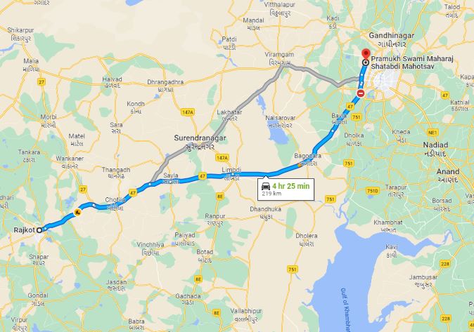 Rajkot to Ahmedabad