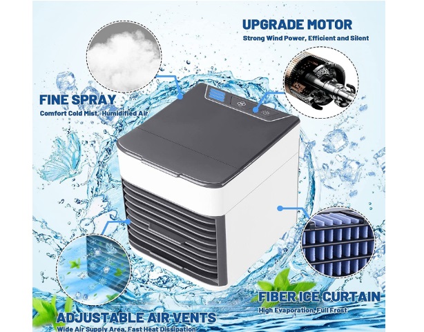 Cupex Mini Portable Air Cooler: આ કૂલરની ક્ષમતા 500ml છે. તેમાં એર પ્યોરિફિકેશન ફિલ્ટર પણ આપવામાં આવ્યા છે. તેમાં 3-સ્પીડ કૂલિંગ ફેન તેમજ મિની પર્સનલ એર કૂલર છે. Amazon પર ડિસ્કાઉન્ટ બાદ તેની કિંમત 1,999 રૂપિયા છે.