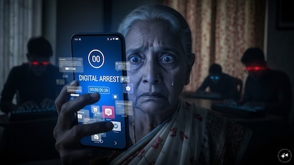 વૃદ્ધા સાથે ડિજીટલ અરેસ્ટનો ચોંકાવનારો કિસ્સો( Image: AI generated) વૃદ્ધા સાથે ડિજીટલ અરેસ્ટનો ચોંકાવનારો કિસ્સો( Image: AI generated)